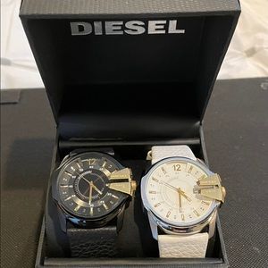 Diesel Quartz Two Tone Leather Strap Watches